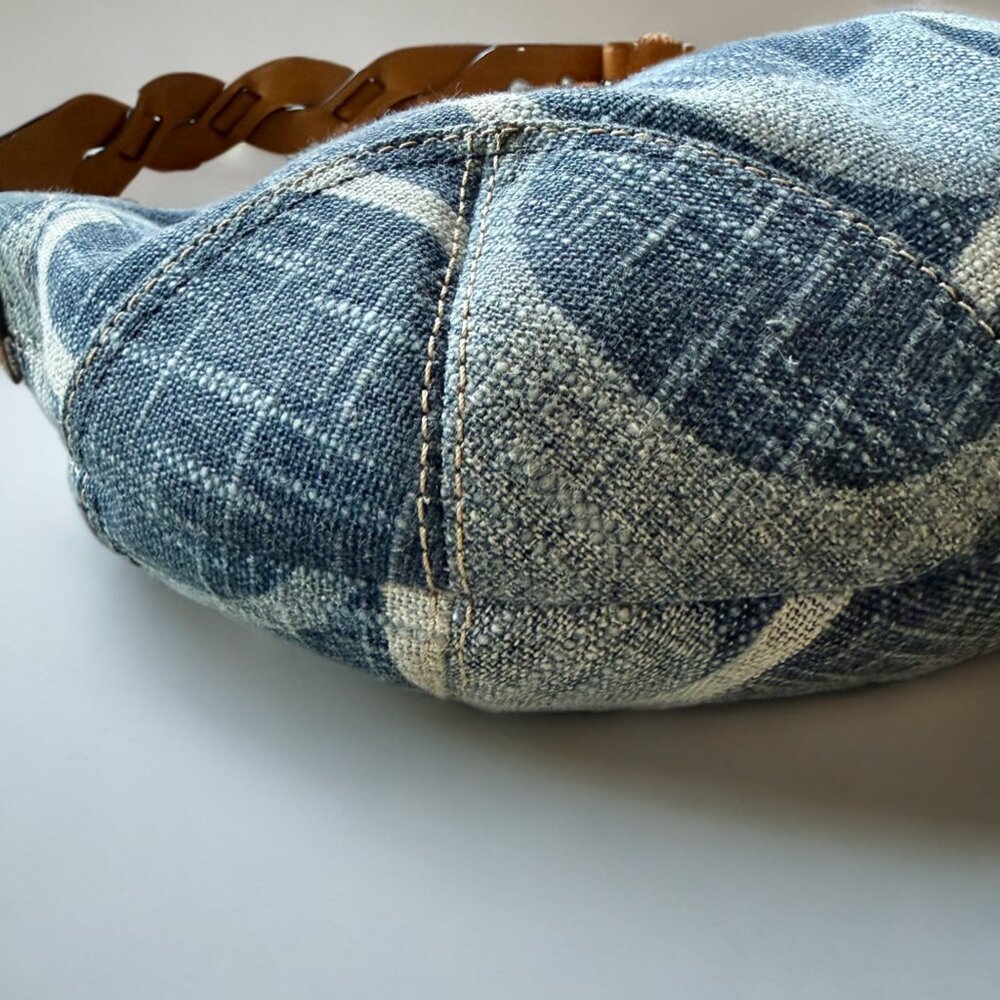 Coach Blue Denim Jumbo Signature Hobo Shoulder Bag F12190 - Picture 5 of 8